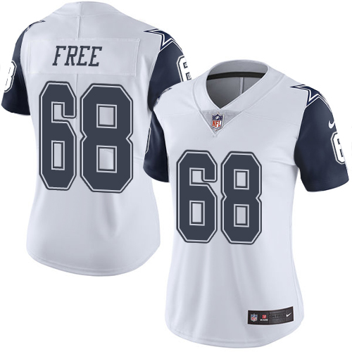 Women's Elite Doug Free Nike Jersey White - #68 Rush NFL Dallas Cowboys